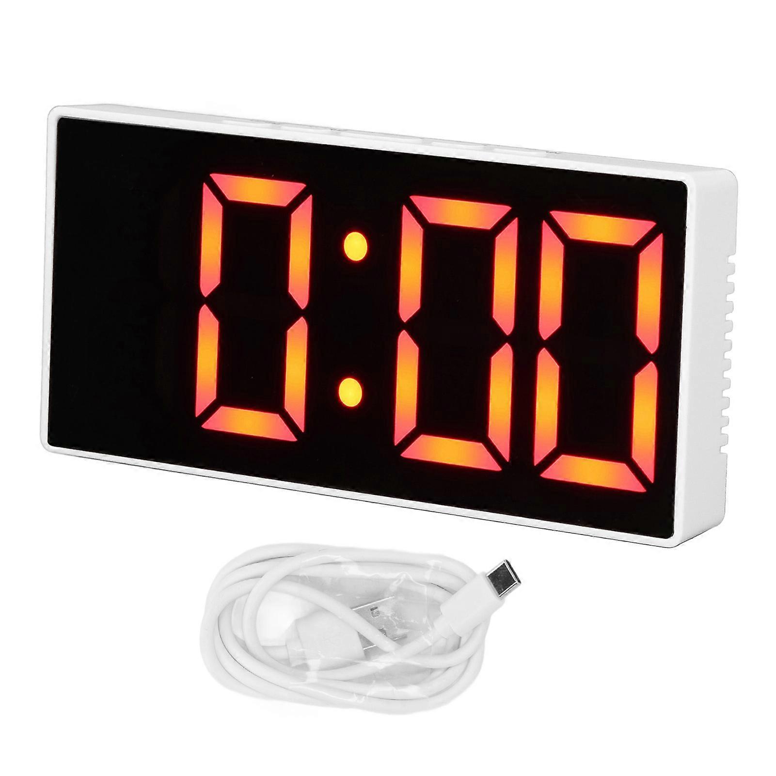Digital Alarm Clock LED Mirror Electronic Clock USB Power Temperature Humidity Monitors Alarm for Home Desktop Office White