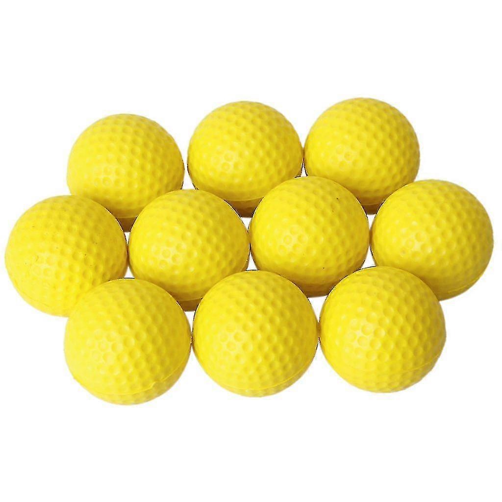 10pcs Yellow Soft Elastic Indoor Practice Pu Golf Ball