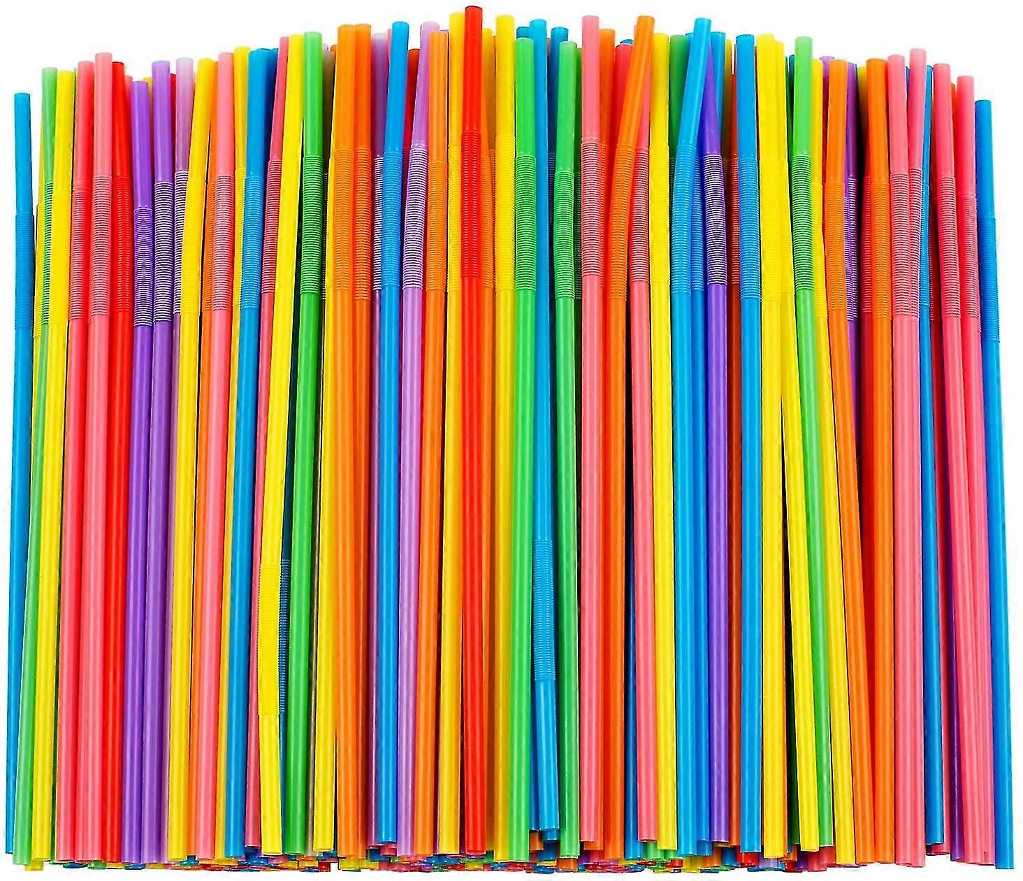 100/500/1000個カラフルなフレキシブルプラスチックストロー、BPAフリー使い捨てベンディストロー