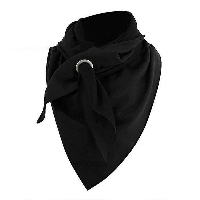 Winter Warm Large Triangle Scarf With Hole Ring Solid Color Blanket Shawl Wrap