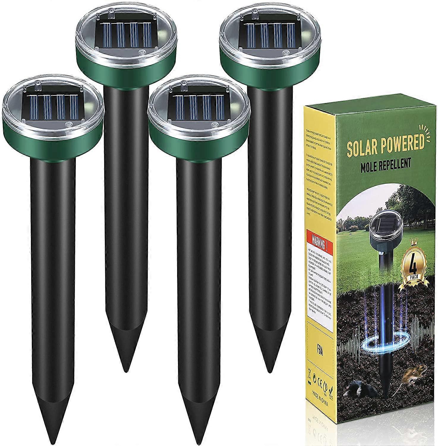NIKAND Gopher Repellent Ultrasound Solar Powered - Mole Repellent Stakes Outdoor Pet Safe - Groundhog Repeller Snake Rodent Gopher Spikes Chaser - sou