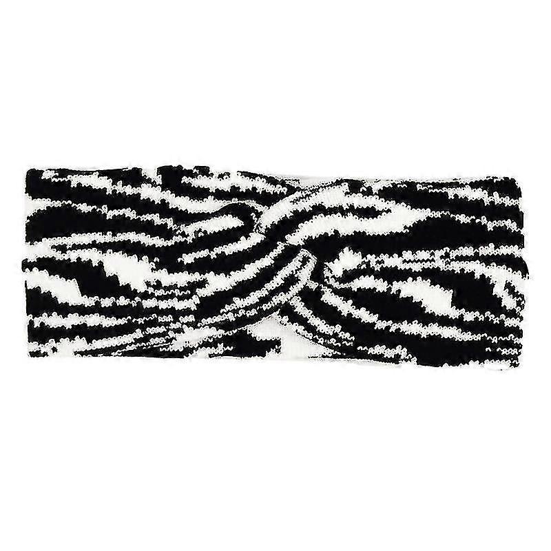 Knotted Headbands Non Slip Knitted Wide Turban Elastic Zebra Pattern Hairband