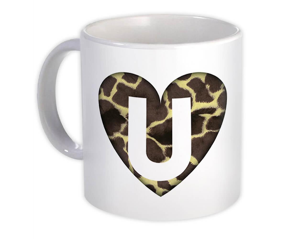 Presentmugg: Monogram Letter U Giraff