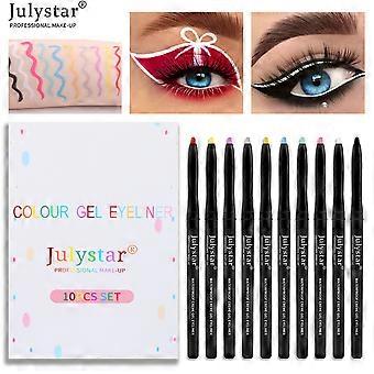 Eyeliner couleur mat tanche, Eyeliner waterproof kleuren de 10 kleuren, crayon pour les yeux kleuren hautement pigmenten anti-taches, Cadeau pour Femme