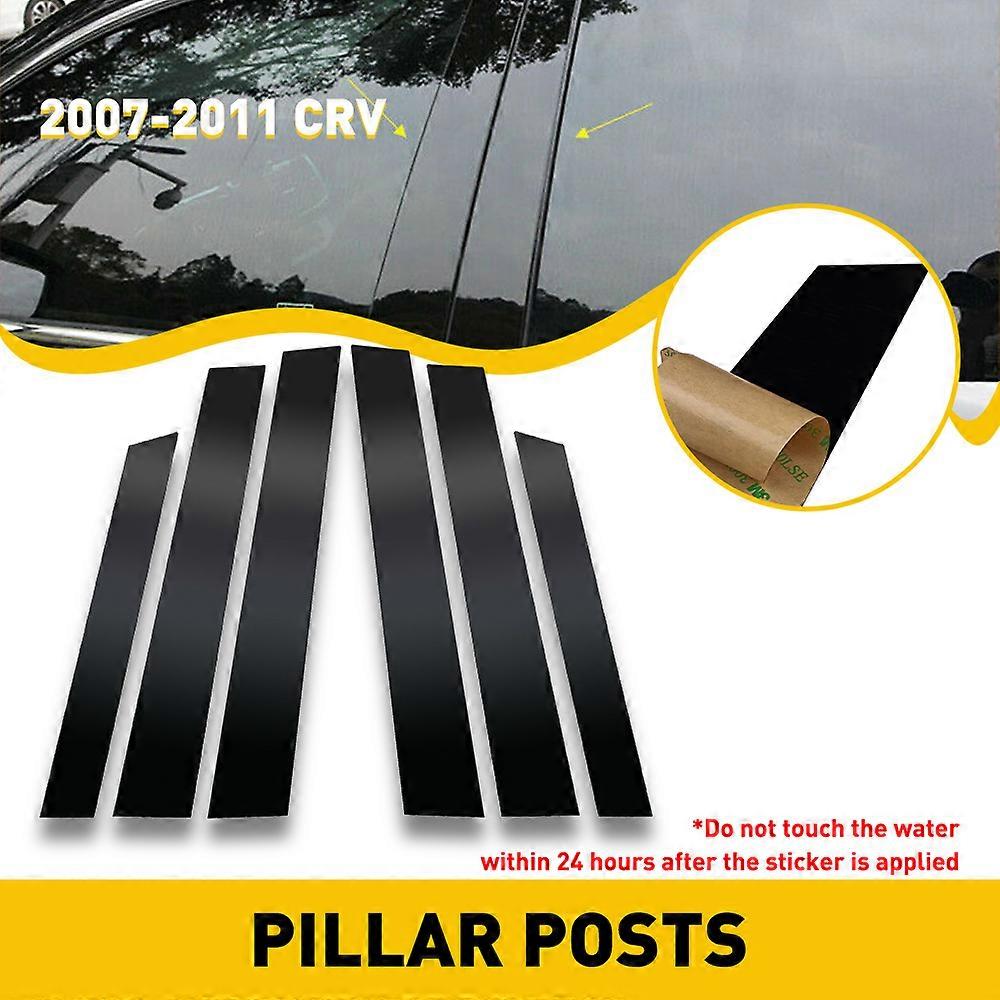 6pcs Car Black Mirror Window Pillar Posts Set Cover Door Trim For Honda CRV 4dr 2007 2008 2009 2010 2011 Sticker Car Accessories