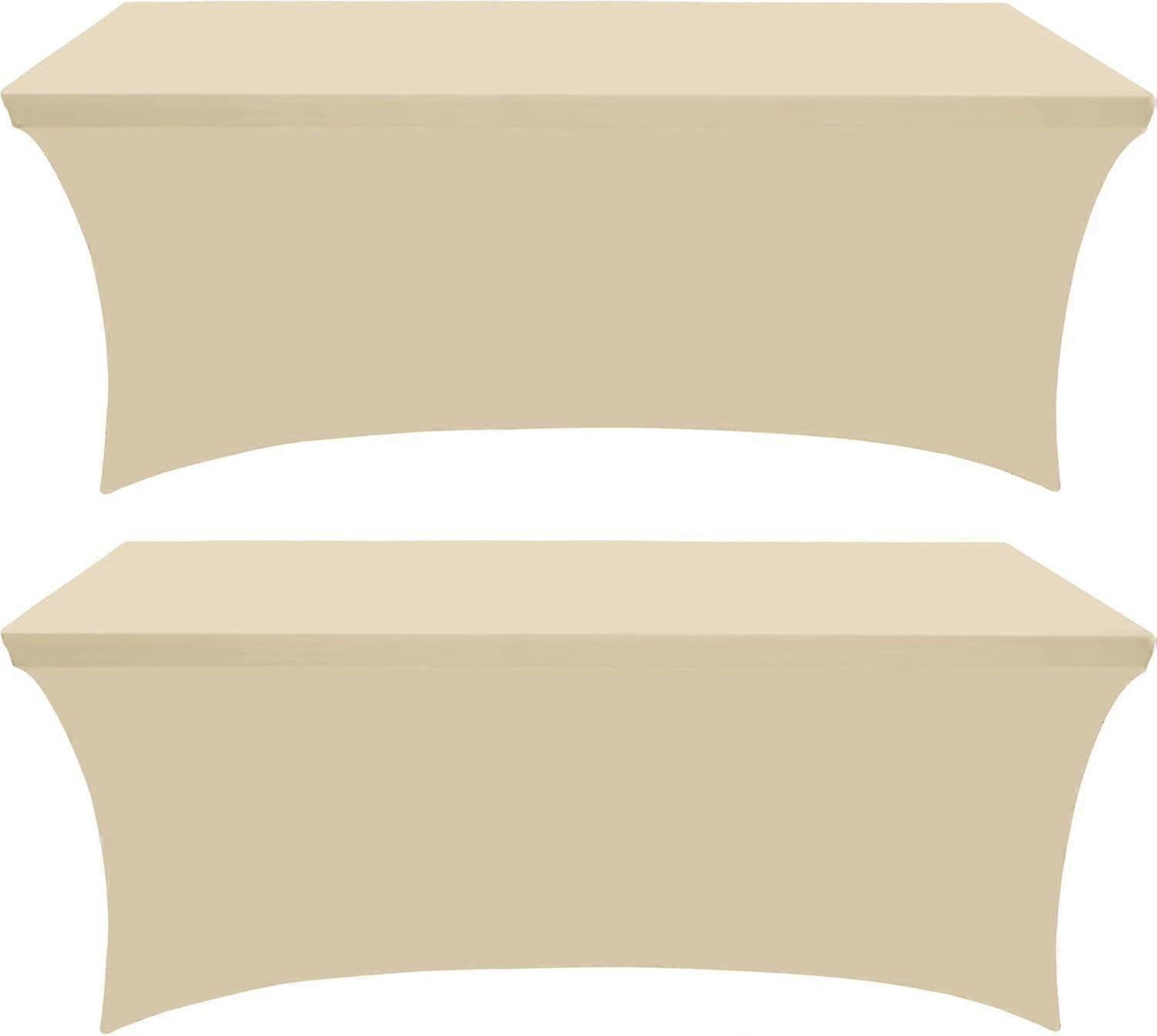 المطبخ دنة مفرش المائدة 2 حزمة [6ft، الشمبانيا] ضيق، تركيب، قابل للغسل والتجاعيد تمتد مستطيلة الفناء الجدول غطاء