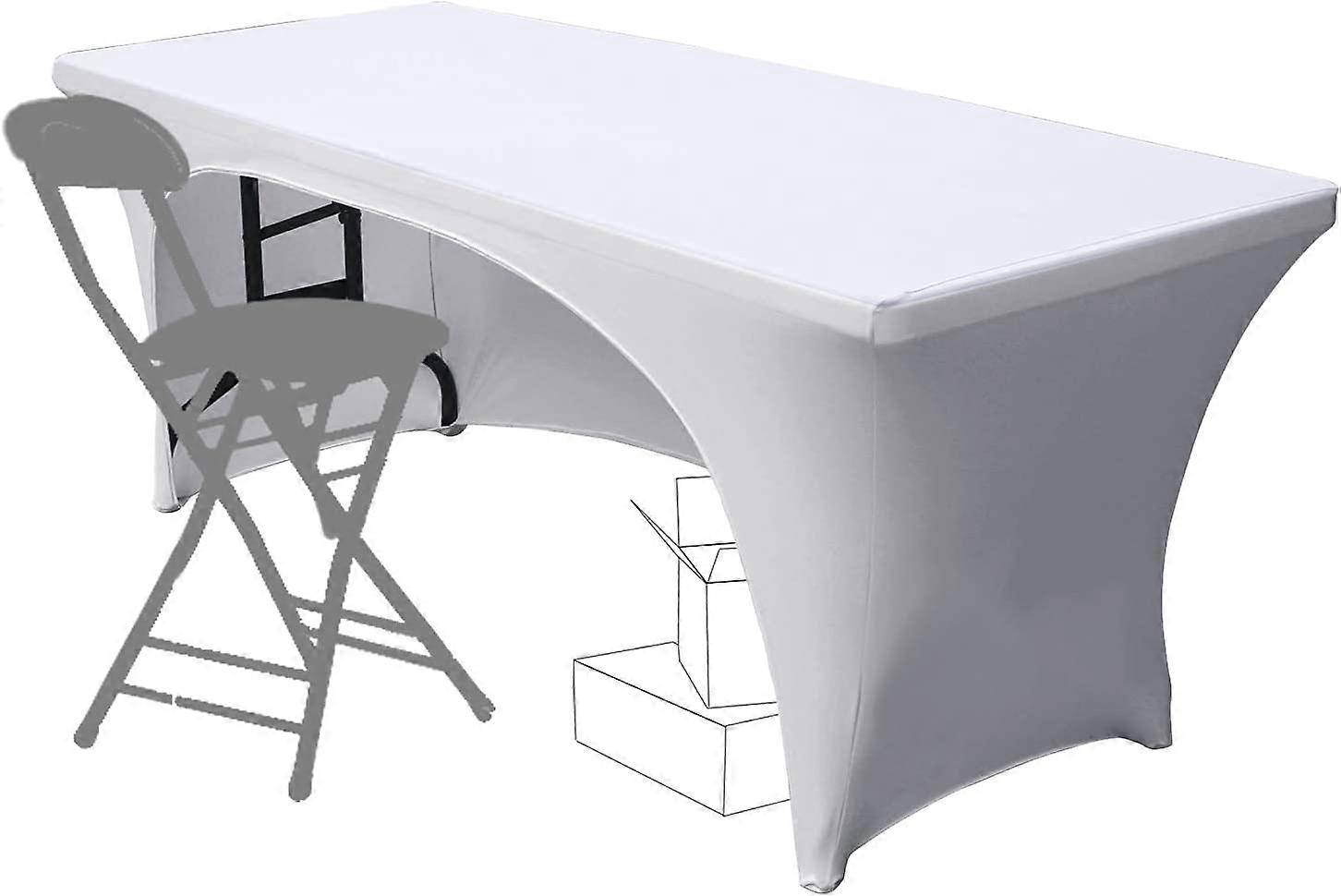 Stretchable Tablecloths 6ft for Rectangle Tables with Open Back, Fitted Spandex Rectangular Patio Table Covers