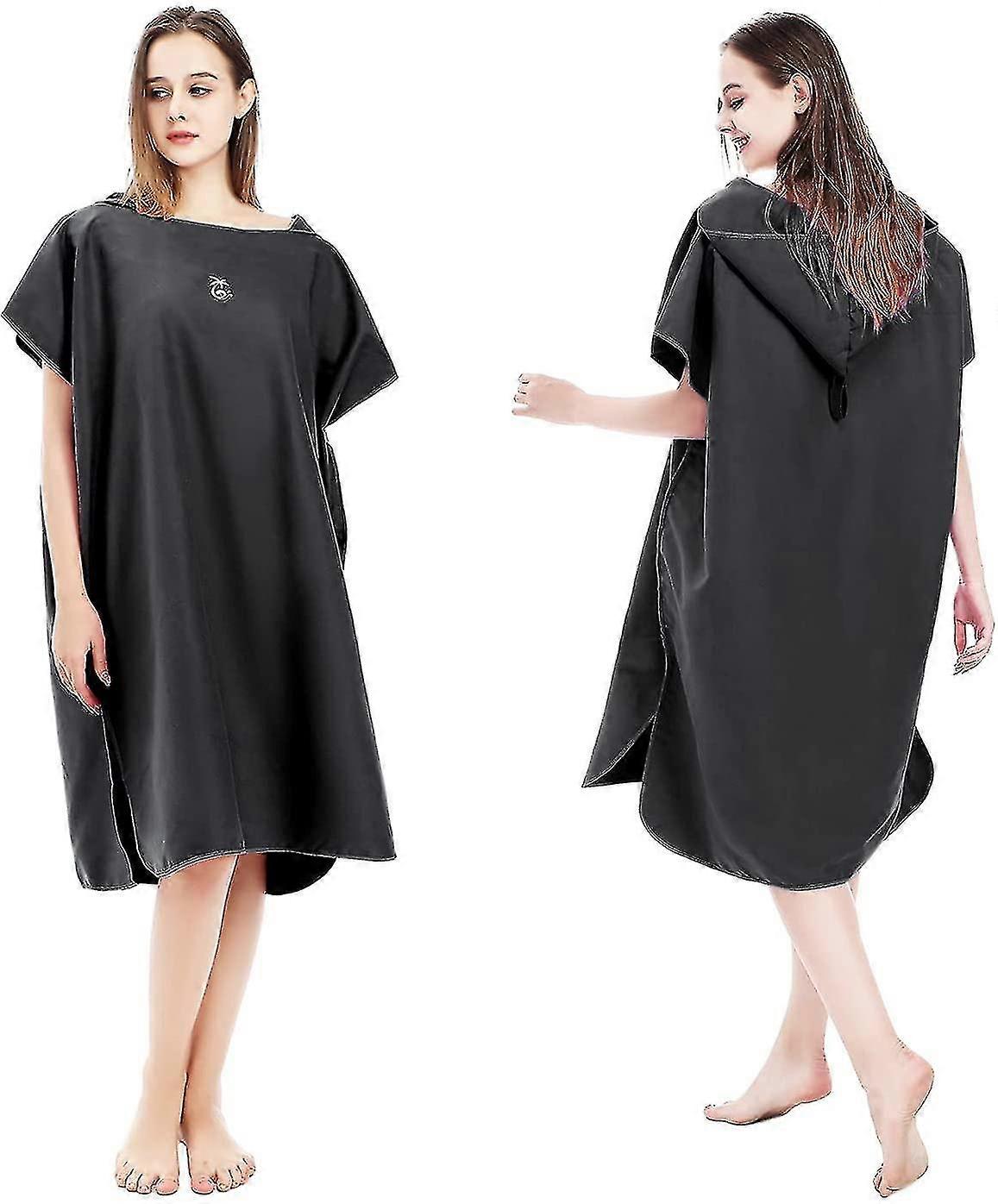 Beach Poncho Quick Drying Cape Double Side Velvet Swimming Beach Towel Bathrobe With Hood