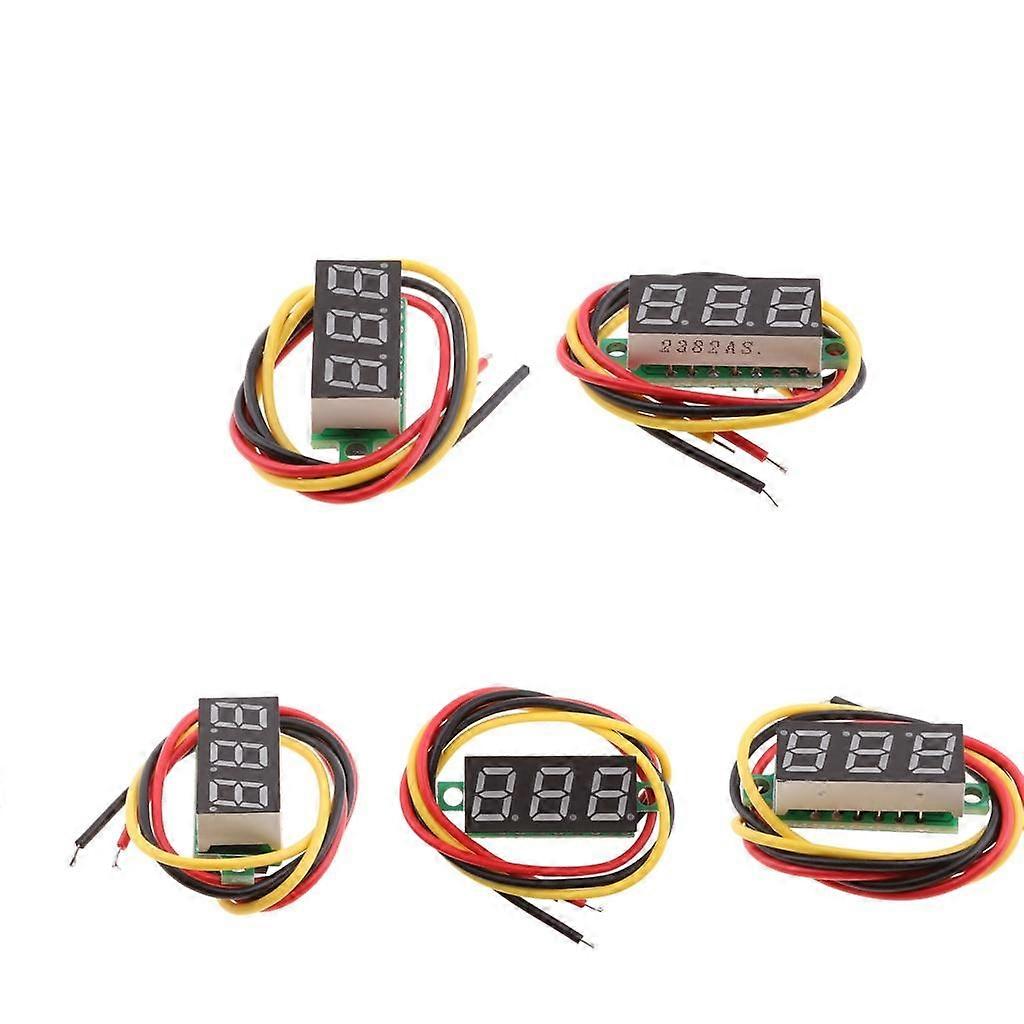 5x 0.28 Inch 3 Wire LED DC 0-100V Voltmeter Digital Voltage Meter Tester Red