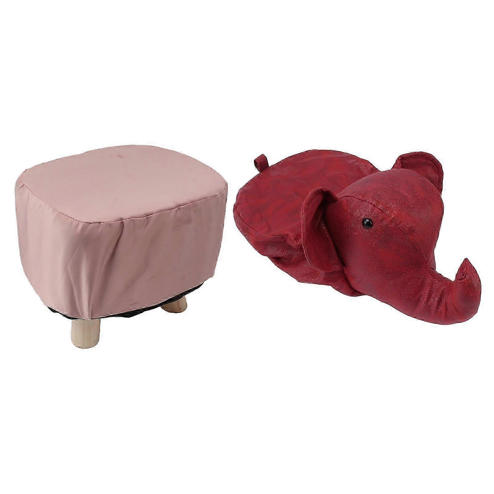 Elephant Shaped Animal Footstool Comfortable and Stable Slip Resistant Cute Multi-Purpose Stool for Kids Red