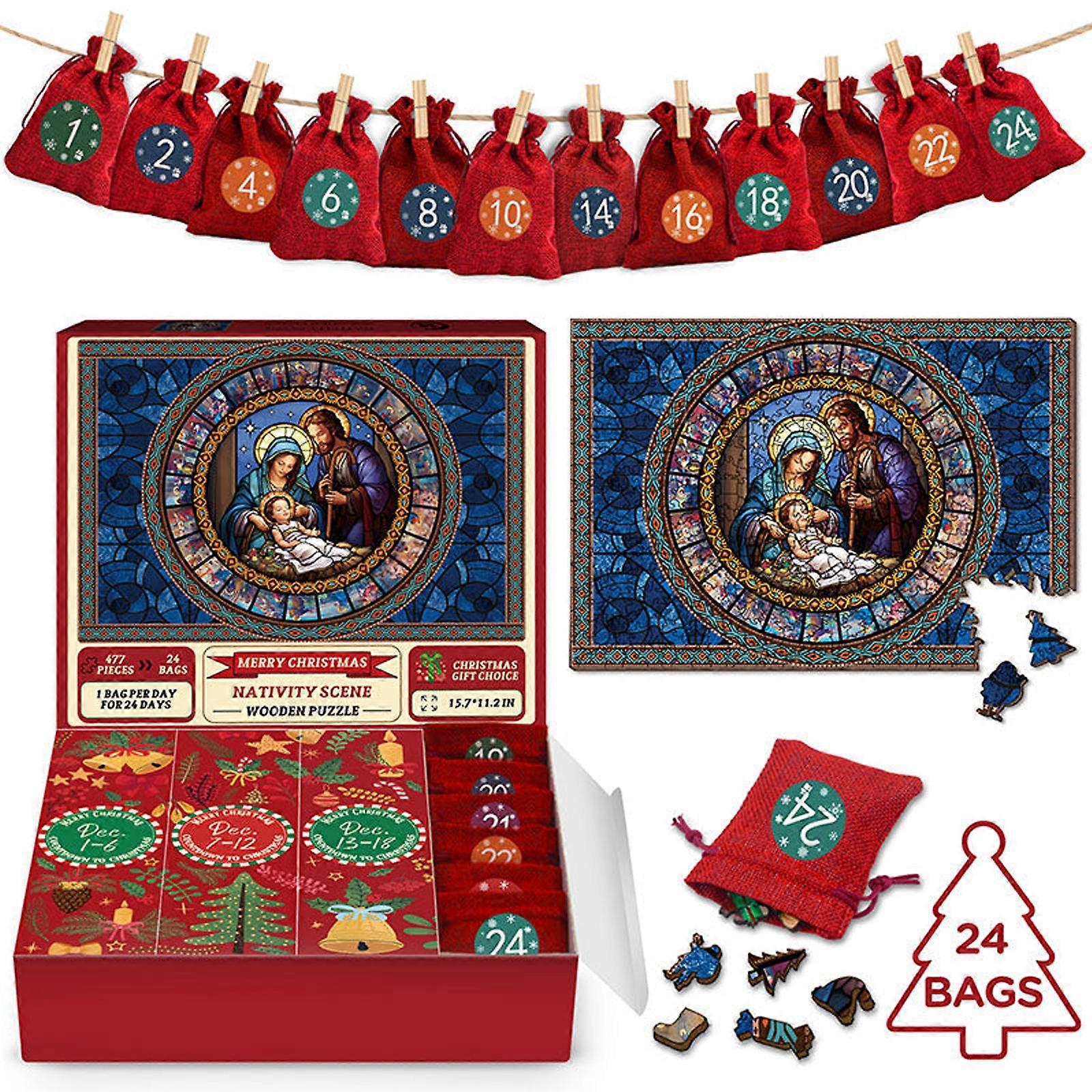 Advent Calendar 2023 Christmas Jigsaw Puzzle, 24 Days Advent Nativity Puzzle,100% New