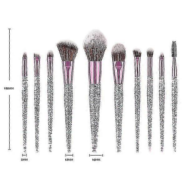 Makeup Brush Diamond Crystal Brush Set Acrylic Handle 10pcs
