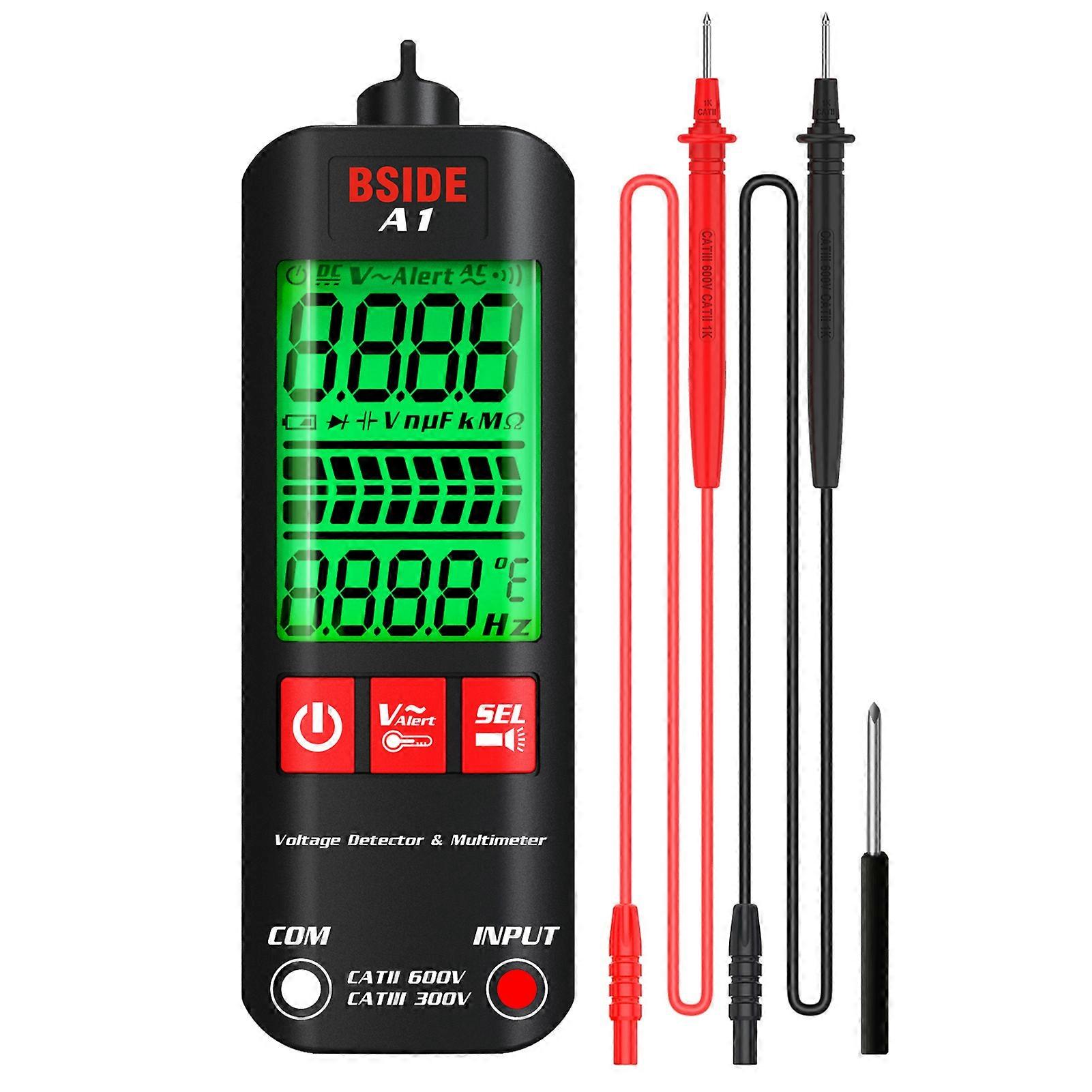 A1 Mini Multimeter LCD Digital Tester Voltage Detector 2000 Counts DC/AC Voltage Frequency Resistance NCV Continuity Live Wire Neutral Wire Check True