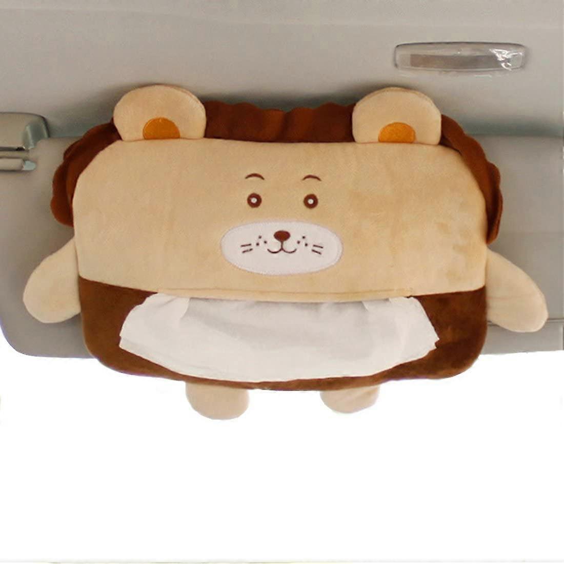 Κινούμενα σχέδια Ζώο Auto Car Sun Visor Tissue Box Handy Paper Napkin Holder Clip (Λιοντάρι)