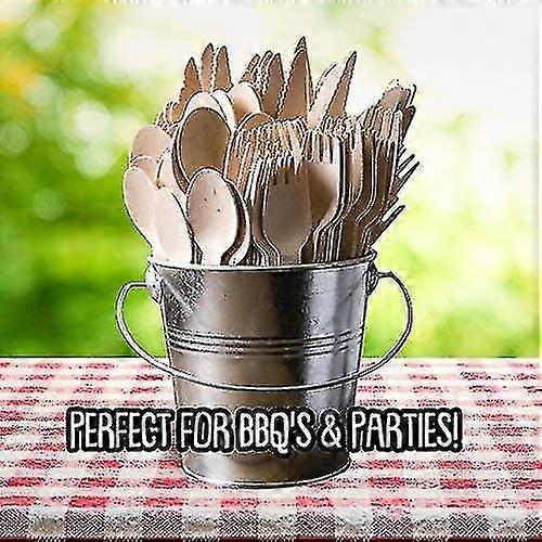 30 Sets Of Disposable Biodegradable Wooden Tableware (knife Fork Spoon) Disposable Wooden Tableware Disposable Knife Fork And Spoon Disposable C