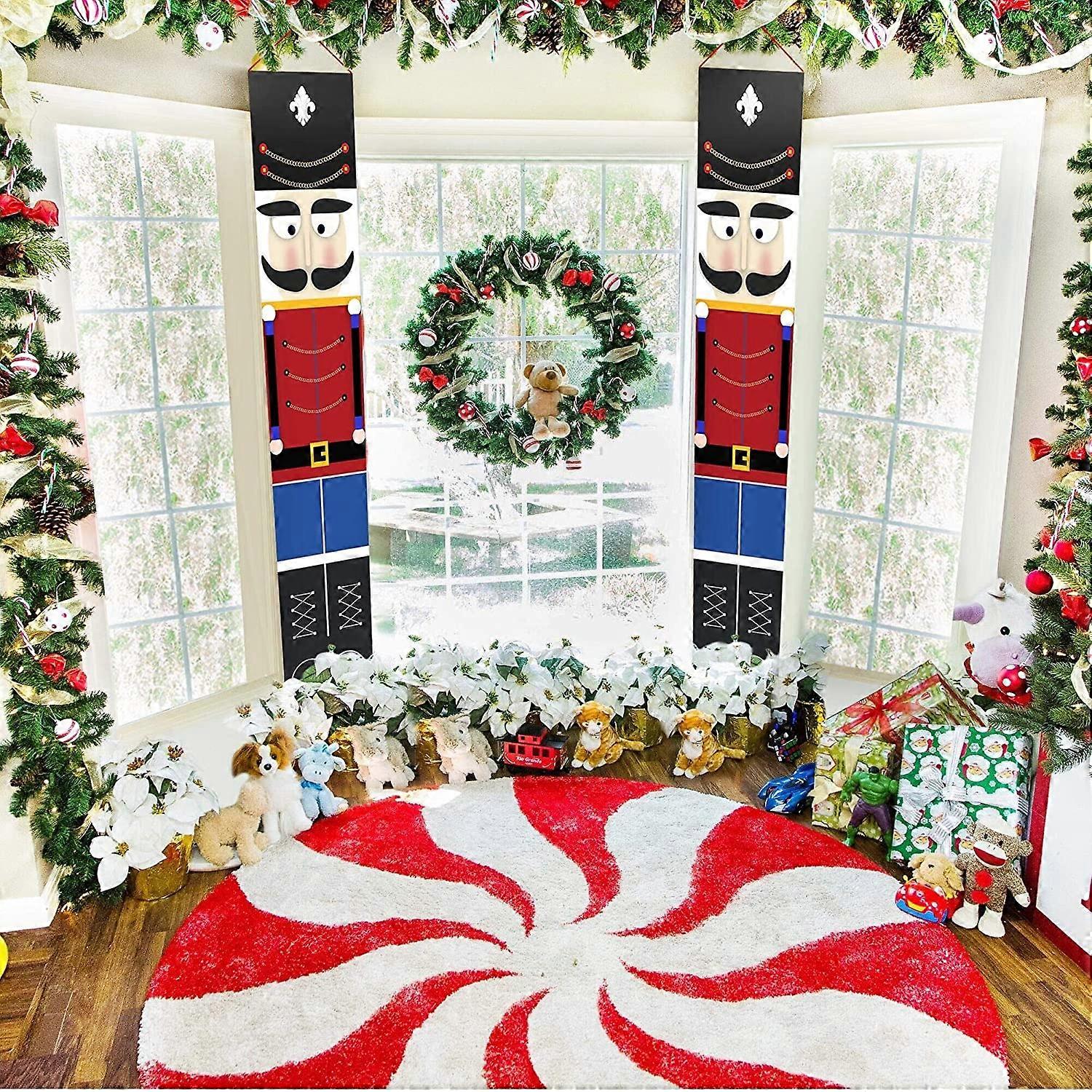 Bannière De Noël Casse-noisette 180 Cm - Lot De 2 - Pour Porte, Jardin, Cheminée - Tissu Oxford Résistant
