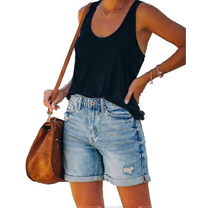 Women's Ripped And Washed Denim Shorts