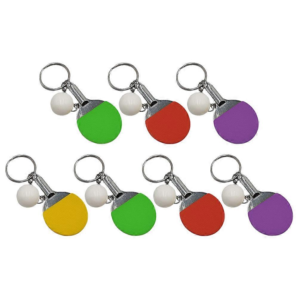 7Pcs key Chains Unique Key Rings Table Tennis Racket Key Chains Bag Pendants
