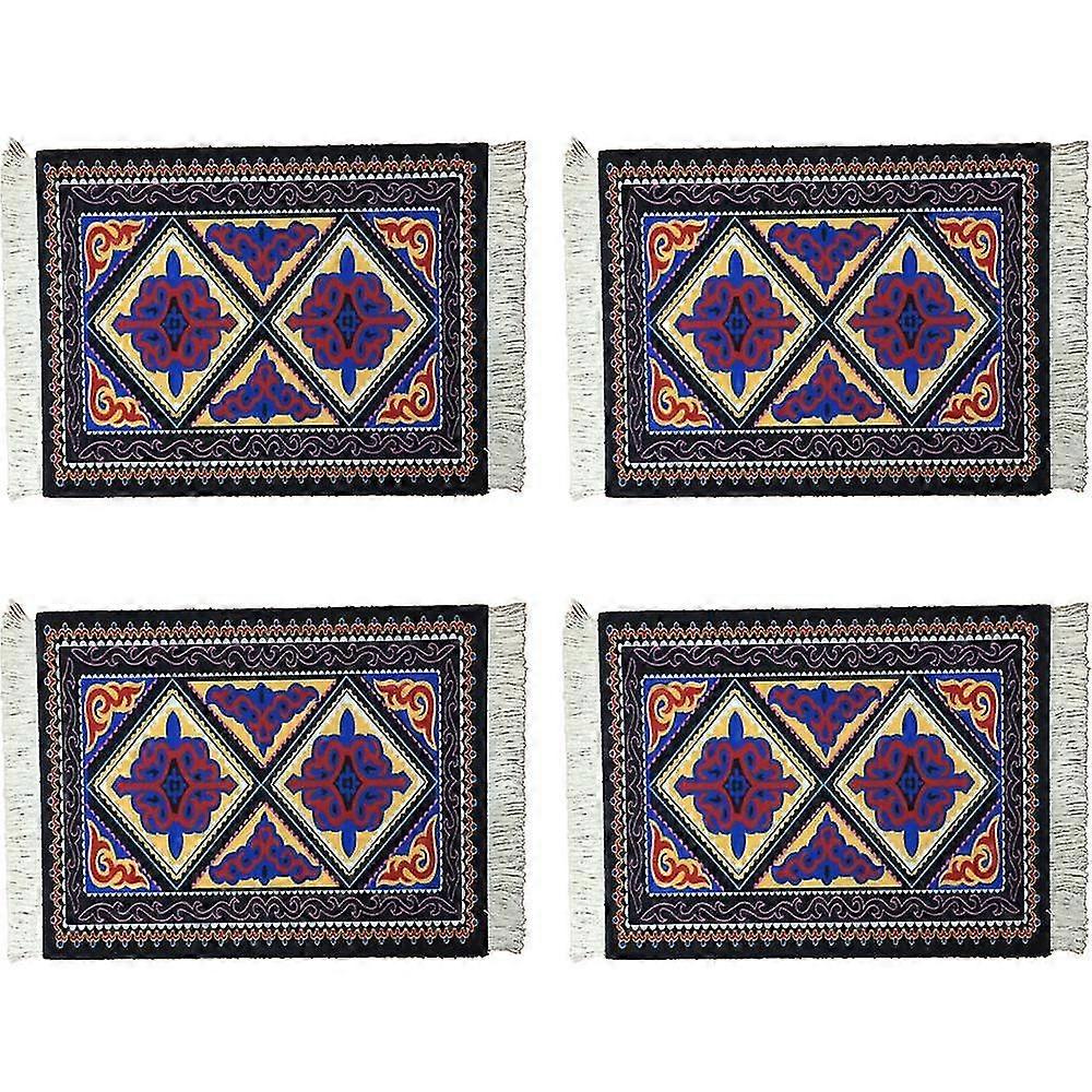 4pcs Rug Table Coasters Oriental Design Fabric Carpet Drink Mats