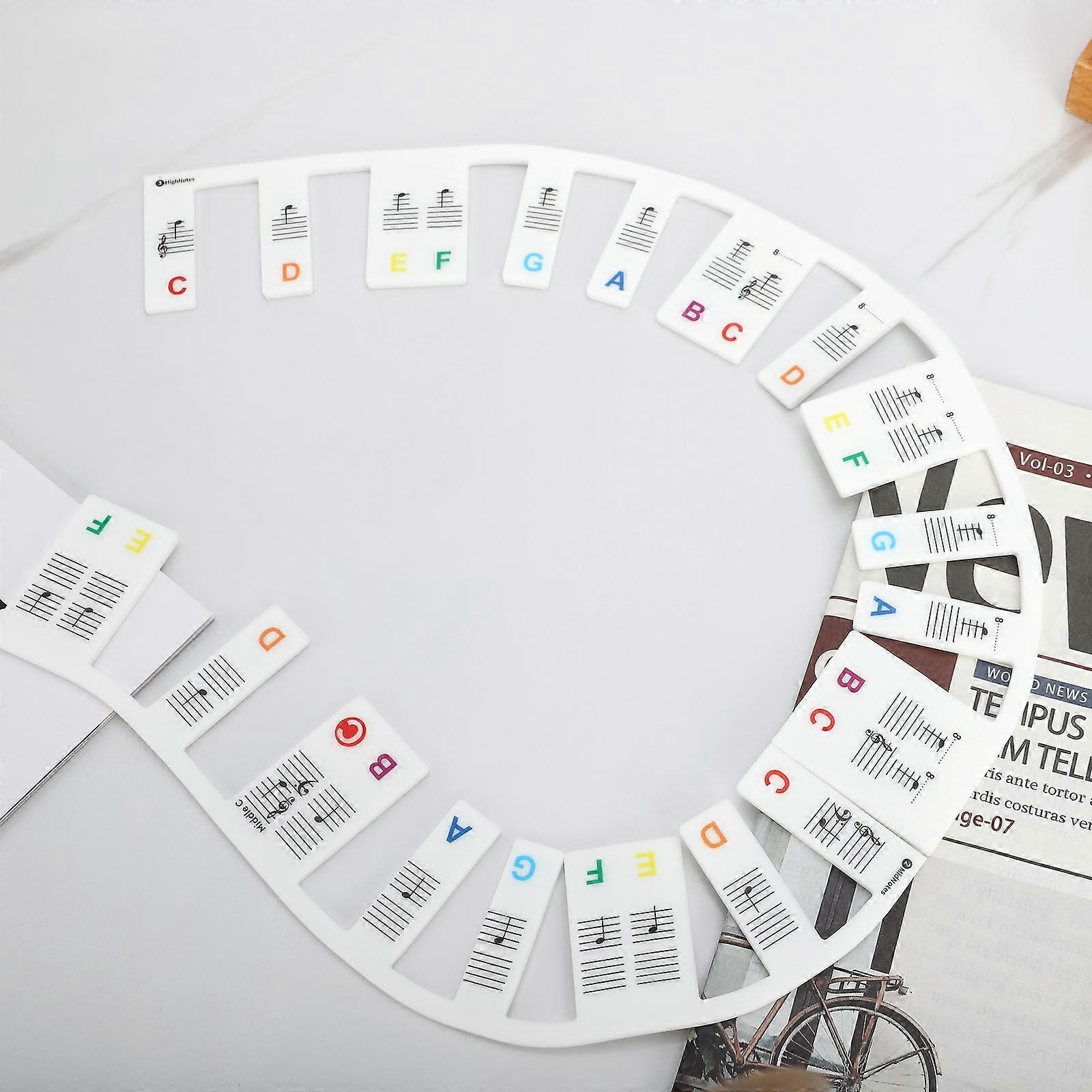 Silicone Piano Note Strip Guide for Beginners, Removable and Double Staff Display 61 Keys (Colorful Electronic Keyboard Stickers)