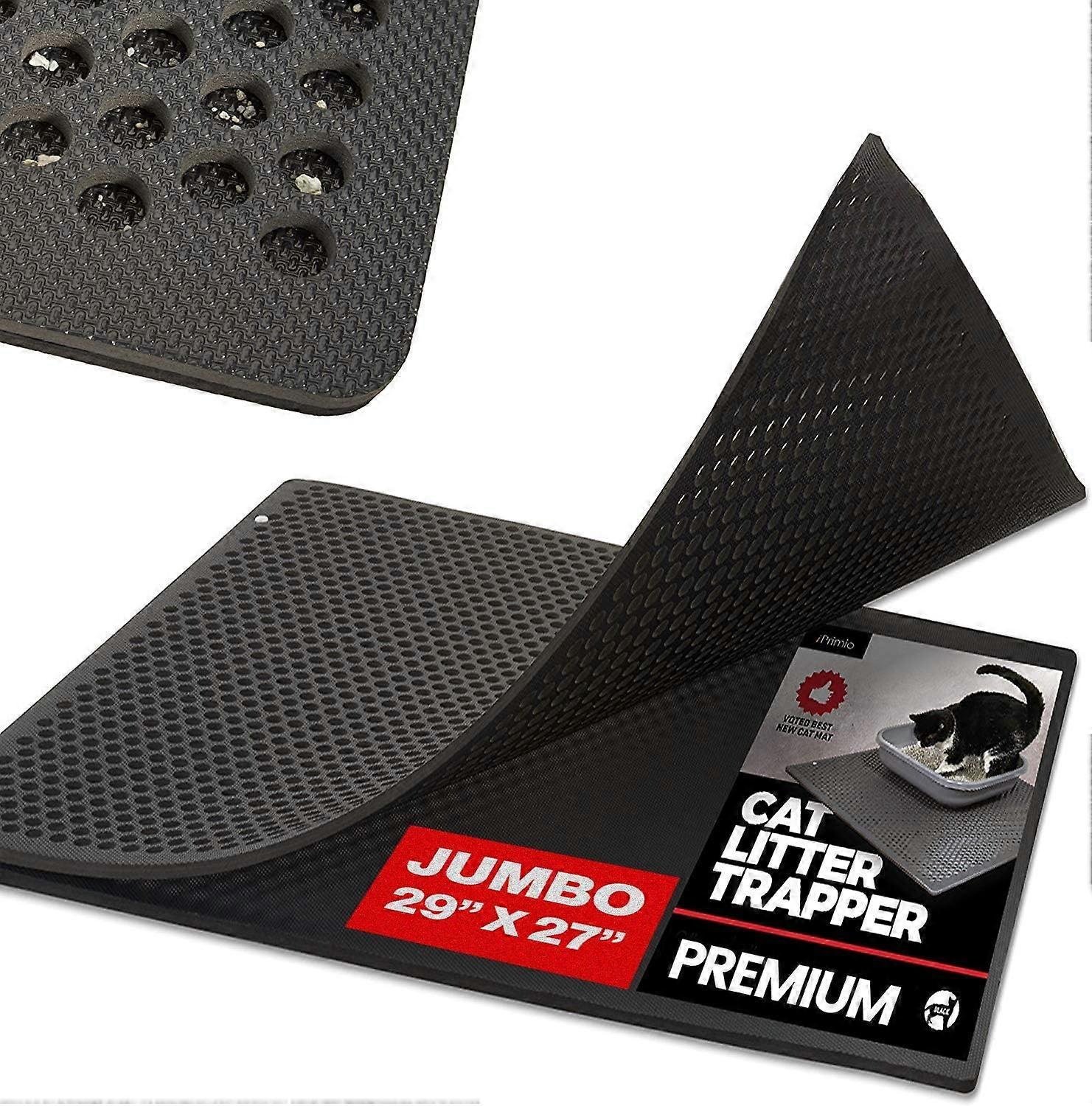 imio Jumbo Cat Kitty Litter Box Trapper Mat 29x27 inches Mat Rug Traps and Catches Litter Through Large Holes, Multi-Layer Bottom Repels Urine, Perfec