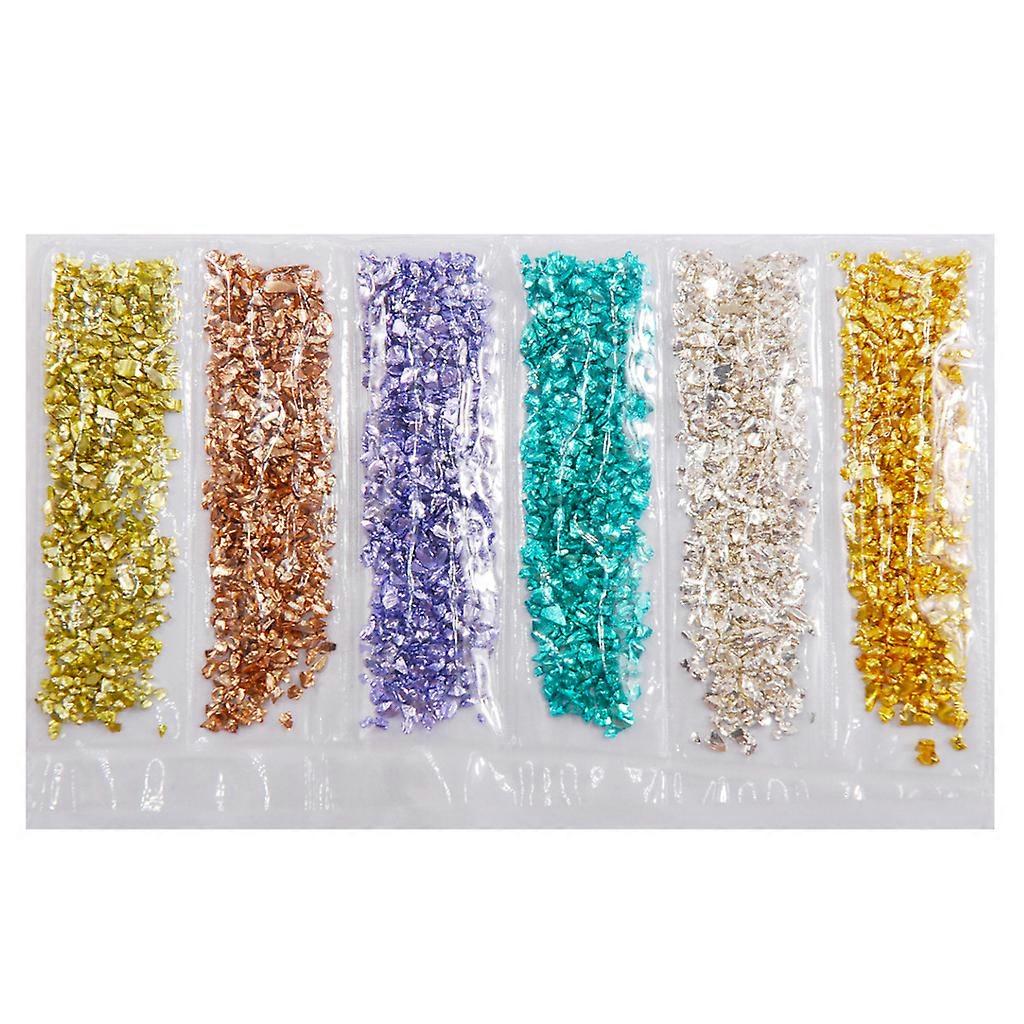 6色砕石ガラス石ネイルアートUVクリスタルエポキシ樹脂ジュエリー作り