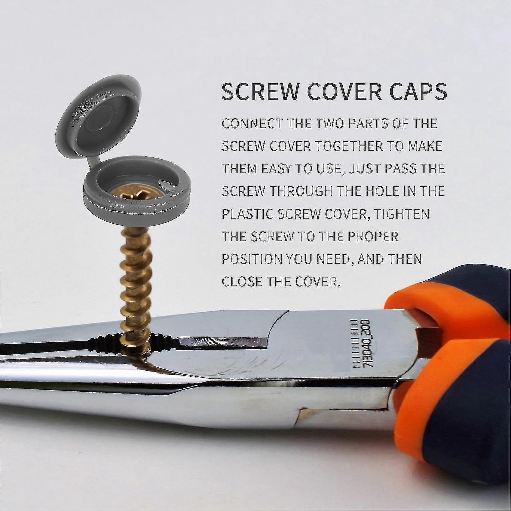 200 Pcs Screw Cap Plastic Hinged Screw Head Covers Screw Cover Caps ...