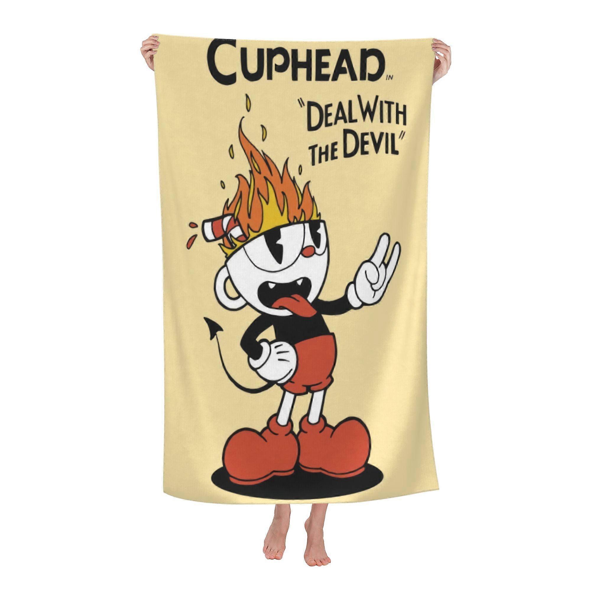 k779 Cuphead Beach Towel, Large Microfiber Bath Towel mtdw779