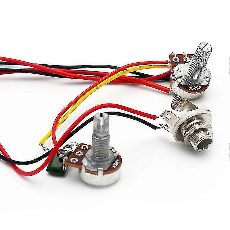 エレクトリックギター配線済みダブルコイルハムバッカーギターピックアップハーネスキット、500Kポテンショメータボリュームトーンポット付き