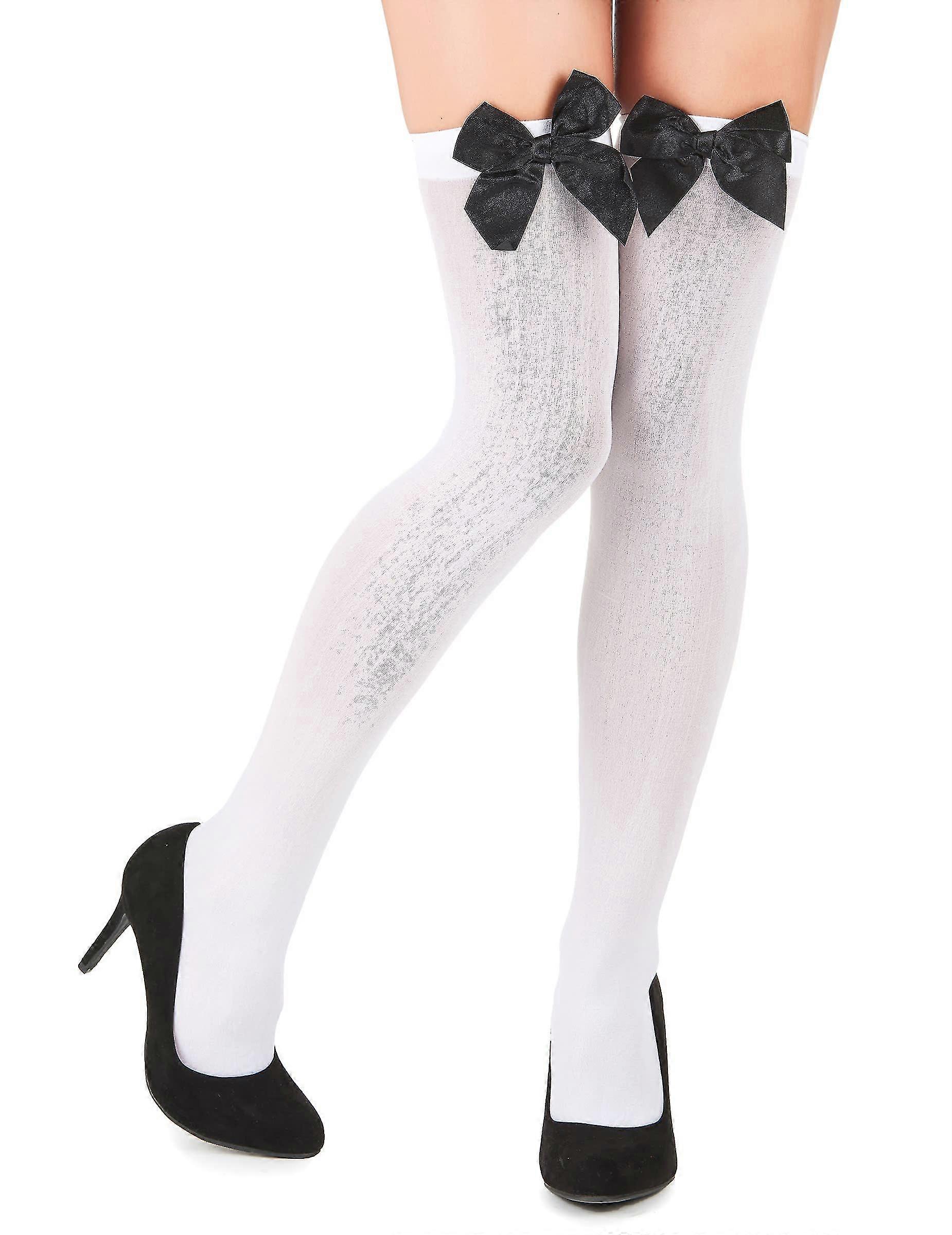 Medias blancas con nudo negro mujer