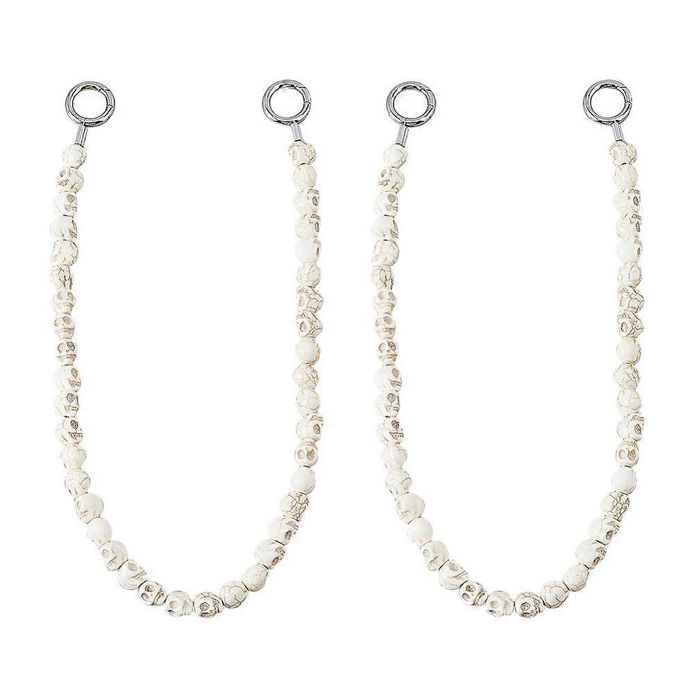 Synthetic Turquoise Skull Beaded Curtain Tiebacks Clips Window Curtain Holdbacks with 304 Stainless Steel Spring Gate Rings Stainless Steel Color 475m