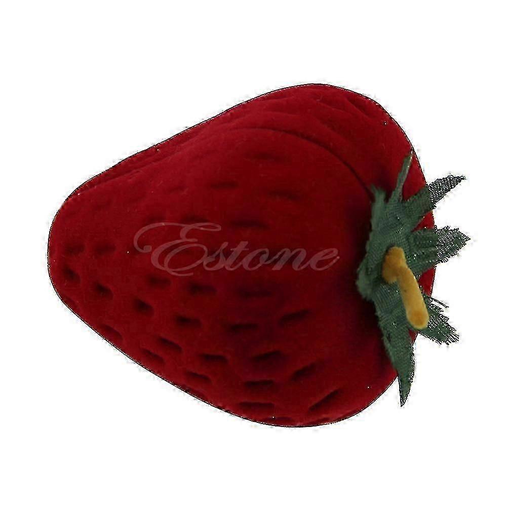 Cute Strawberry Flocking Ring Jewelry Box Earring Ear Stud For Case Gift Contain