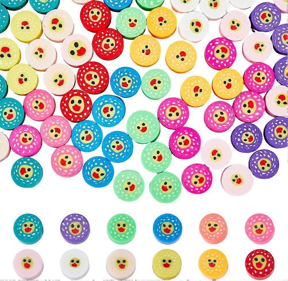 260Pcs 13 Colors Polymer Clay Bead Colorful Flat Round Beads Cartoon Loose Bead with Duck Pattern for DIY Jewelry Making, Hole: 1.6mm