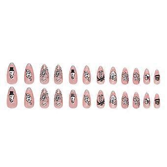 Crânio Lápide Amêndoa Unhas Postiças Unhas de Plástico Cola Brilhante Em Unhas Postiças Modelos De Cola