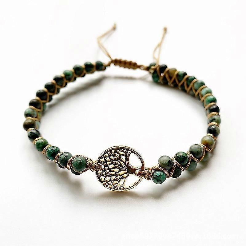 Tree Of Life Lucky Knot Bracelet Made Of Jasper Gemstone Beads Meditation Bracelet