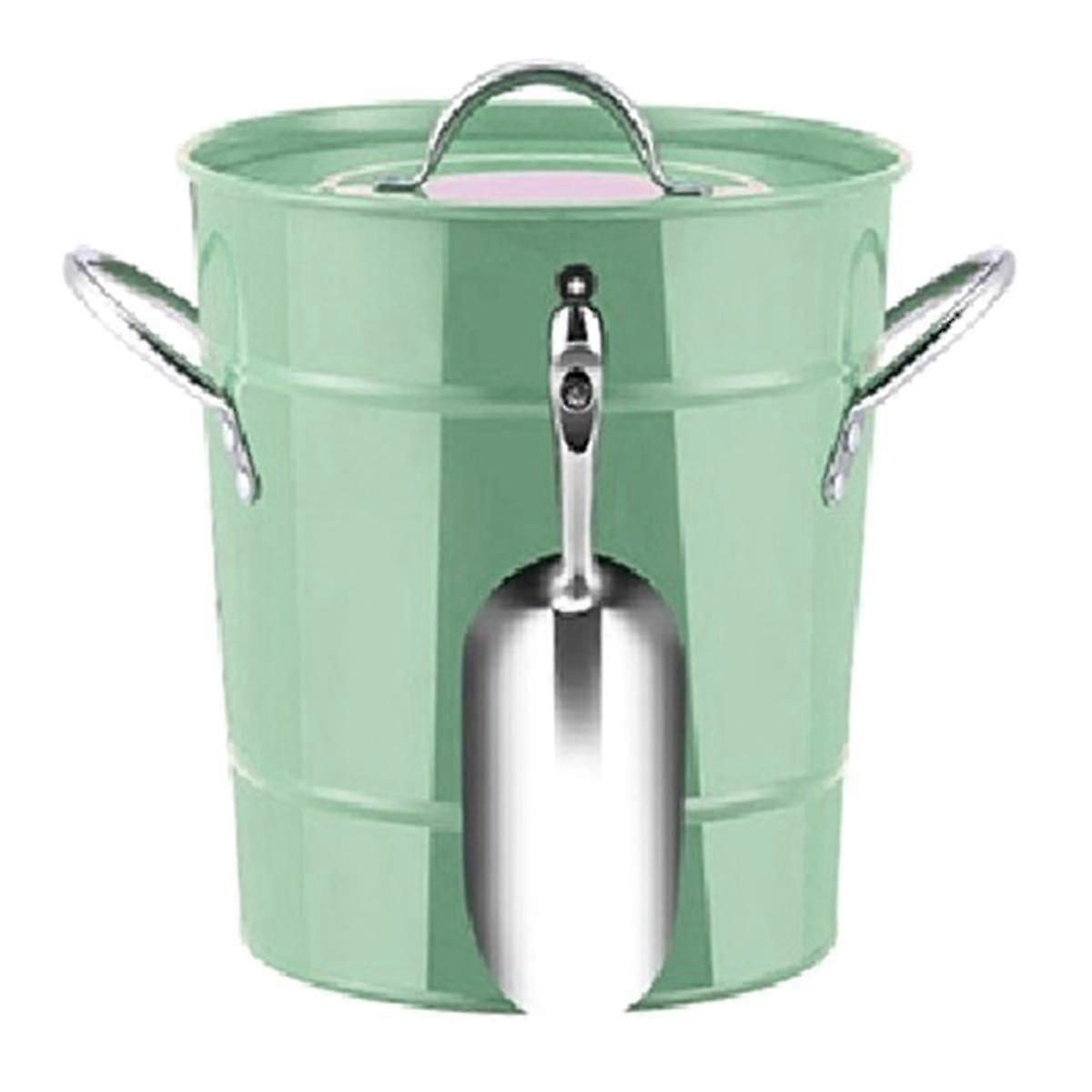 3.4L Retro Ice Bucket with Lid Ice Tongs Double Layer Cold Insulation Wine Beer Cooler Champagne Ice Cube Storage Bucket