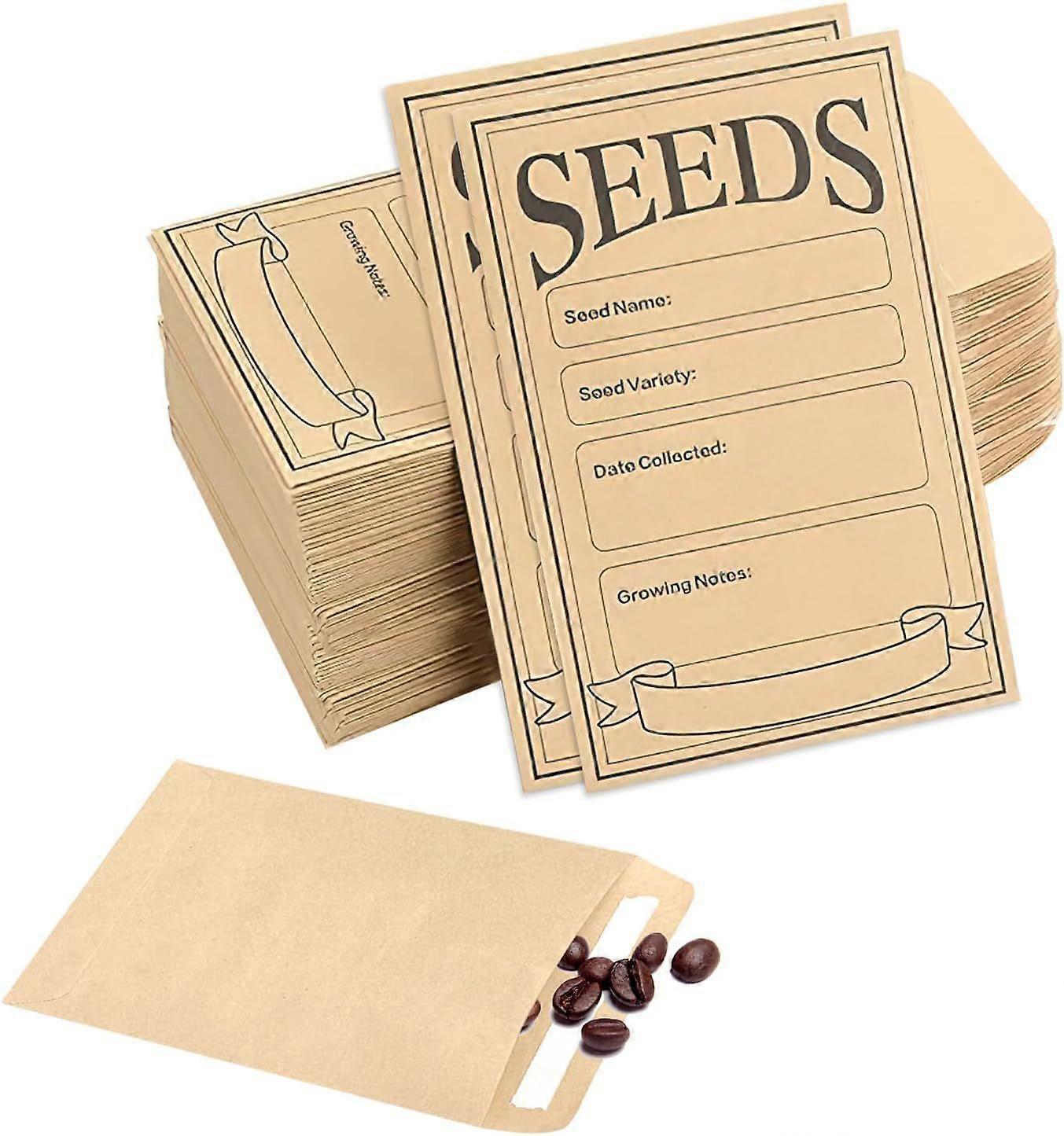 100pcs Seed Envelopes, Small Brown Envelopes, Seed Packets, Self Seal Brown Envelopes, Seed Packets Printed with Kinds of Name Patterns