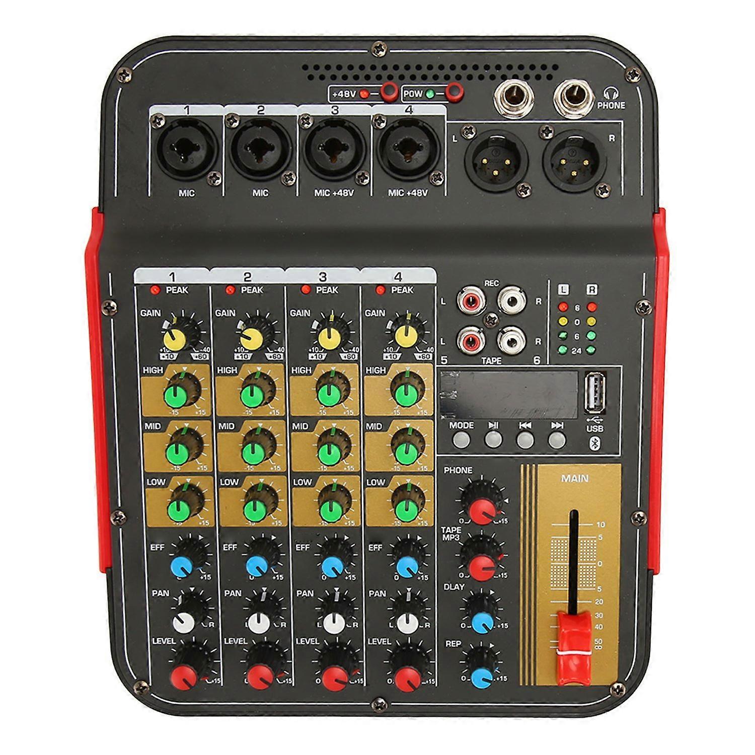 6 Channel Sound Mixer Bluetooth USB Professional Mixer Sound Board Consoler 48V DJ Mixer for Live St