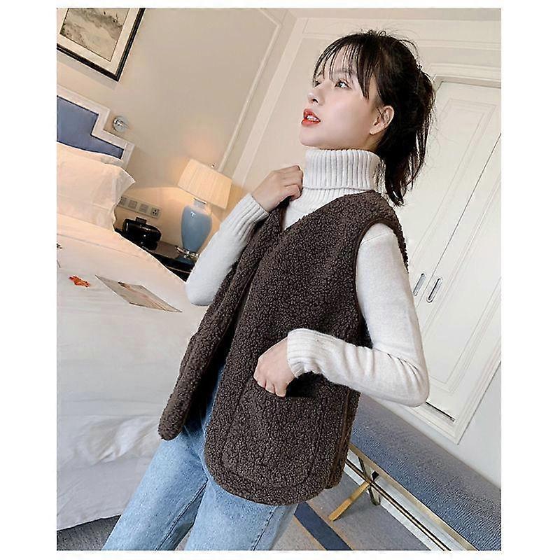 Autumn Winter Plush Vests Jackets Women Casual Thick Warm Sleeveless Coats New Fleece Waistcoats