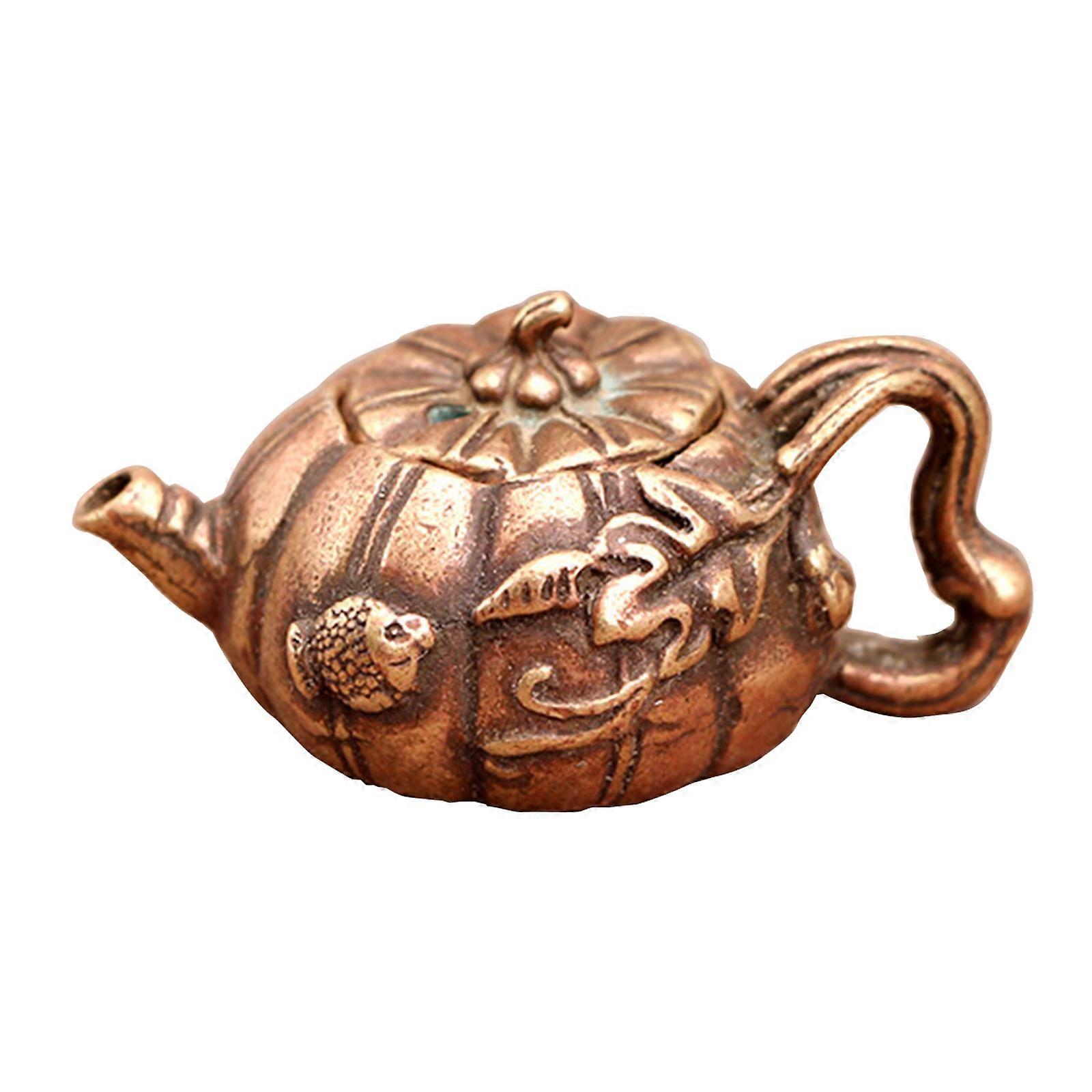 1/6 1/12 Scale Dollhouse Miniature Bronze Pot Kettle with Lid Realistic Tableware Interactive Pretend for Play Toy Kids  Patina