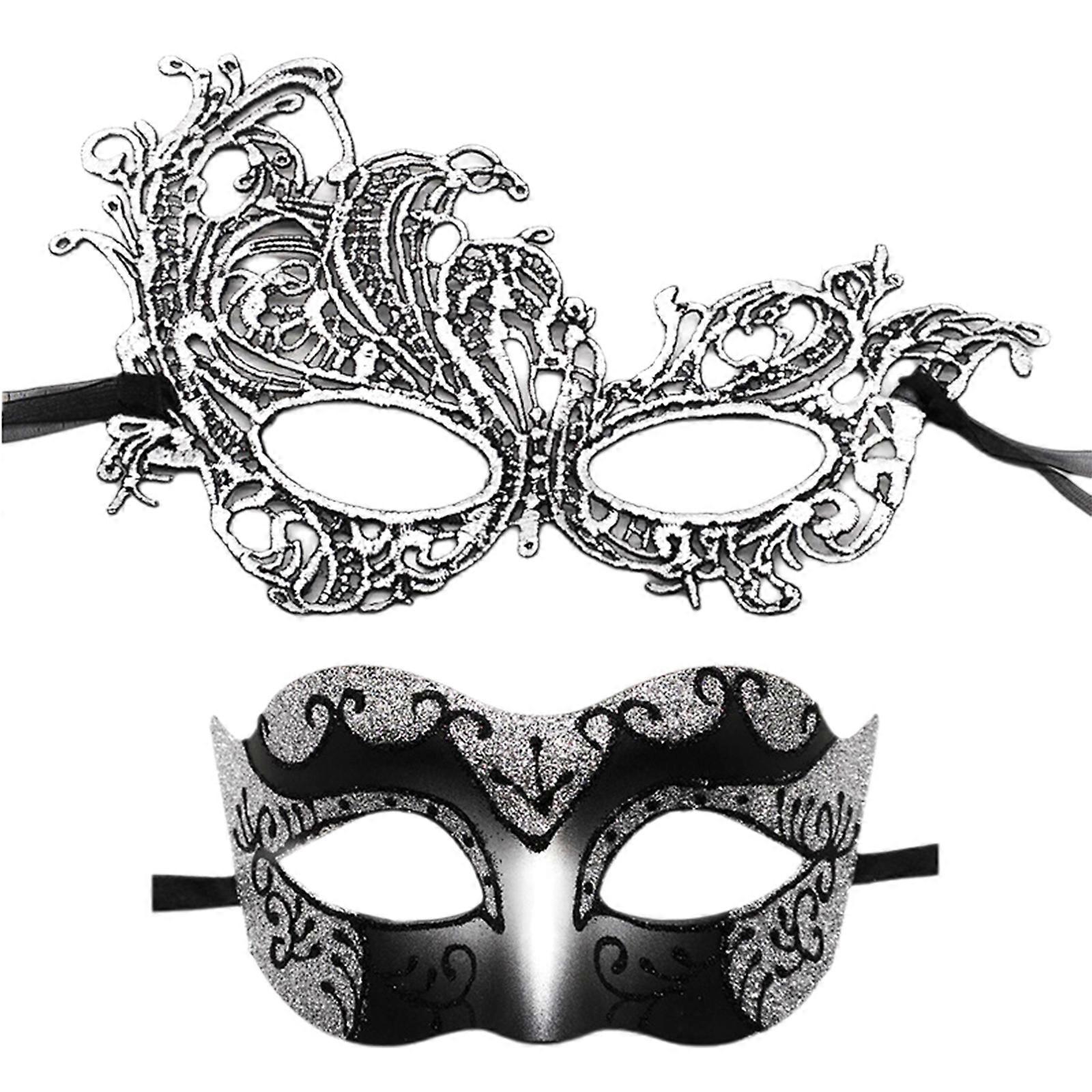 Pack of 2 Dance Inspired Masquerades Mask Functional Couple's Mask for Halloween and Gatherings Festivities