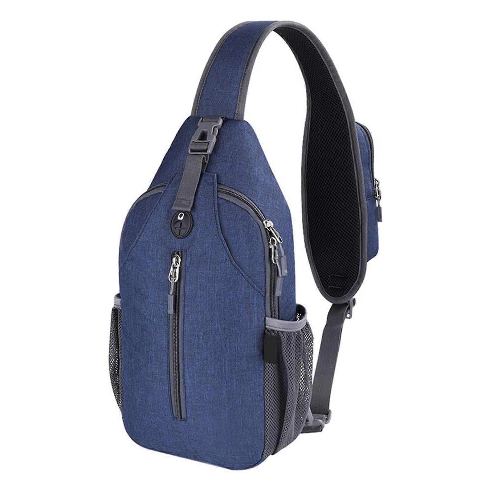Navy Blue Crossbody Bag with Multiple Compartments for Organizing