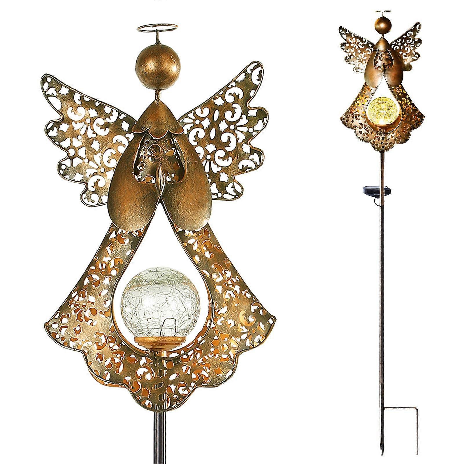 Angel Stake Solar Lights with Crackle Glass Globe