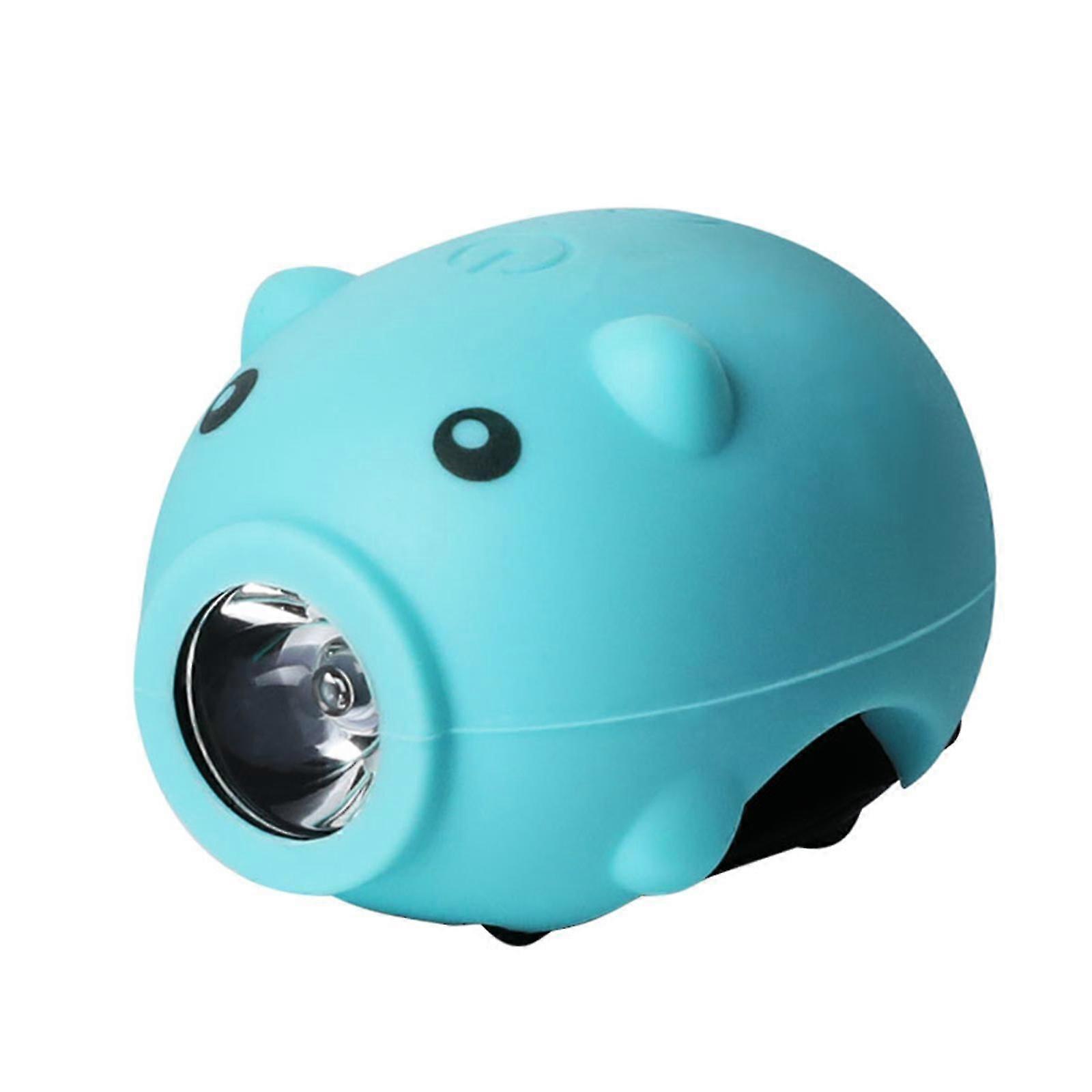 Kids Bicycle Head Light Piggy Shaped Headlight Flashlight Kids Safe Bicycle Headlight For Scooter And Cycling(Blue)