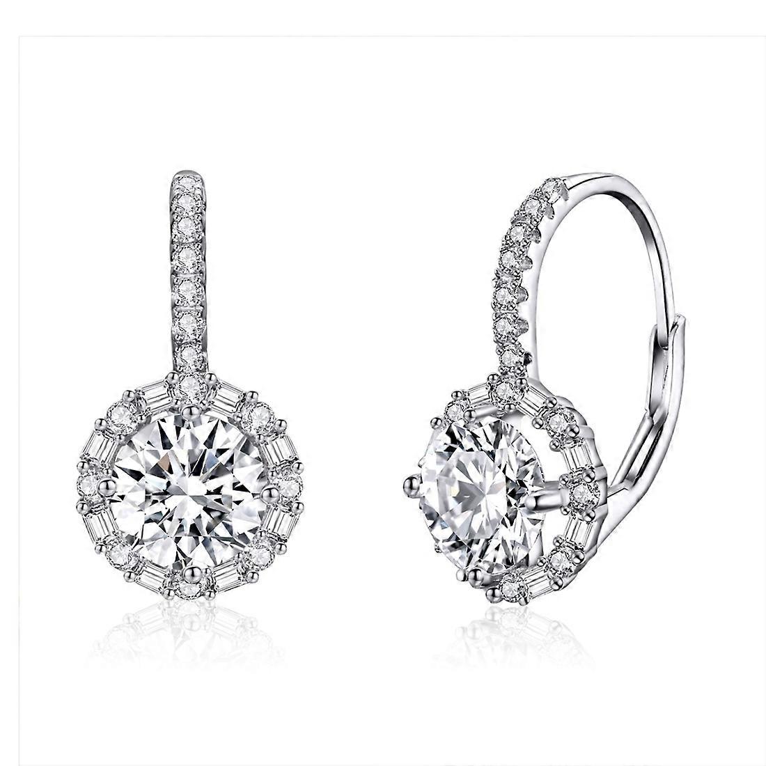 925 Sterling Silver Zircon Round Drop Earrings SCE508