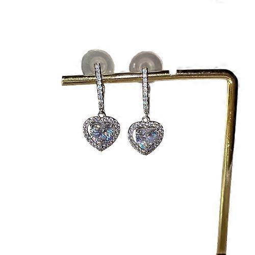 Hjerte Form Anheng Dråpe Øredobber For Kvinne Jenter Kvinner Rhinestone Crystal Zircon Statement Øredobber Mote Smykker Gaver