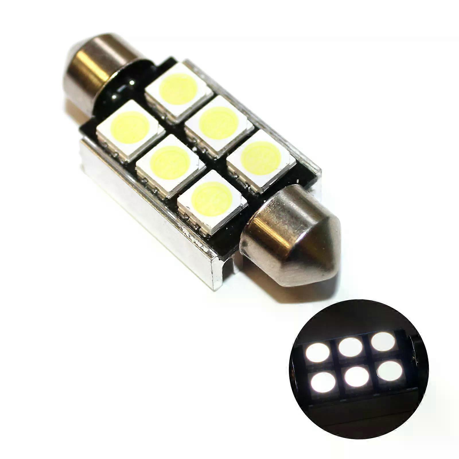 Fits BMW 6 Series E24 M 635 CSi White 6-SMD LED 39mm Festoon Number Plate Bulb