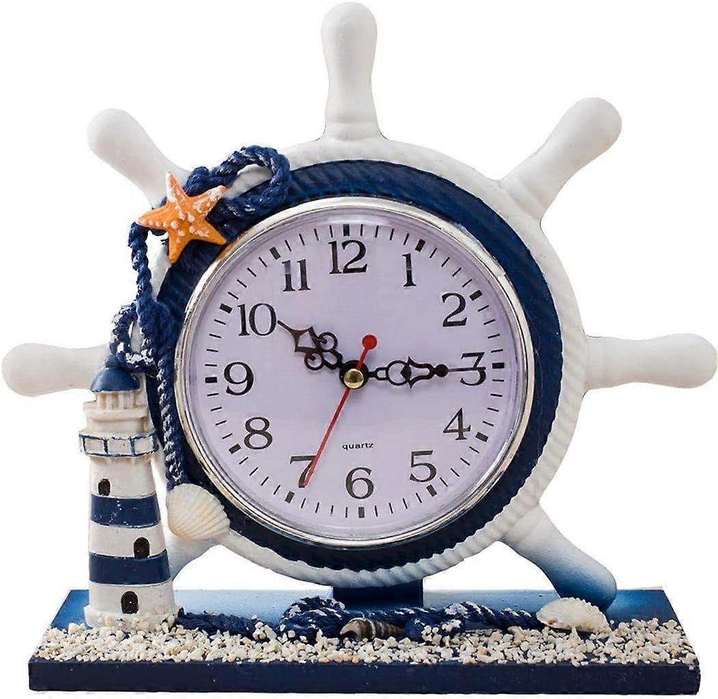 High-Quality Materials Desk Clock With Durable Wall Mount, Mediterran Style Nautical Clock For Ocean Style Decor And Practical Function