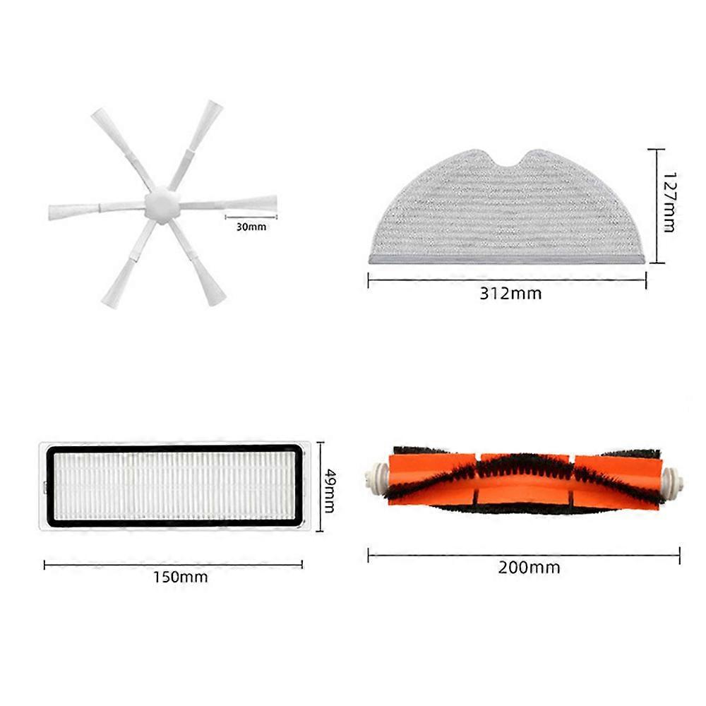 Main Brush Side Brush Filter Screens Mop Sweeper Accessories for 2C/STYTJ03ZHM(2x Main Brushes + 4x Side Brushes + 3x Filter Screens/Each + 4x Mops)