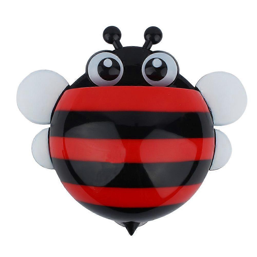 Bathroom Wall Hanging Strong Suction Cup Toothbrush Holder Toothpaste Rack Bee(Red